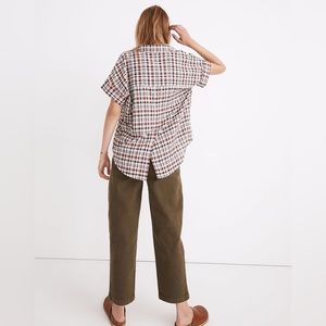 Madewell Hayden Popover Top in Burling Plaid